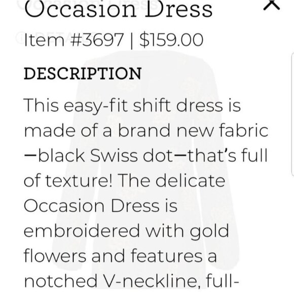 Cabi Women's Black Swiss Dot Gold Foil Occasion‎ Shift Dress Style #3697 Size S - Picture 4 of 12